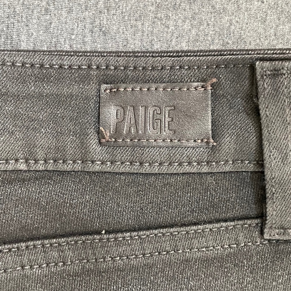 Paige Hoxton Ankle Black Fog Luxe Coating Coated Skinny Jeans Womens 32 Made USA - Picture 9 of 13